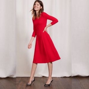 Boden Curve Fit & Flare Quilted Beatnik Red Dress